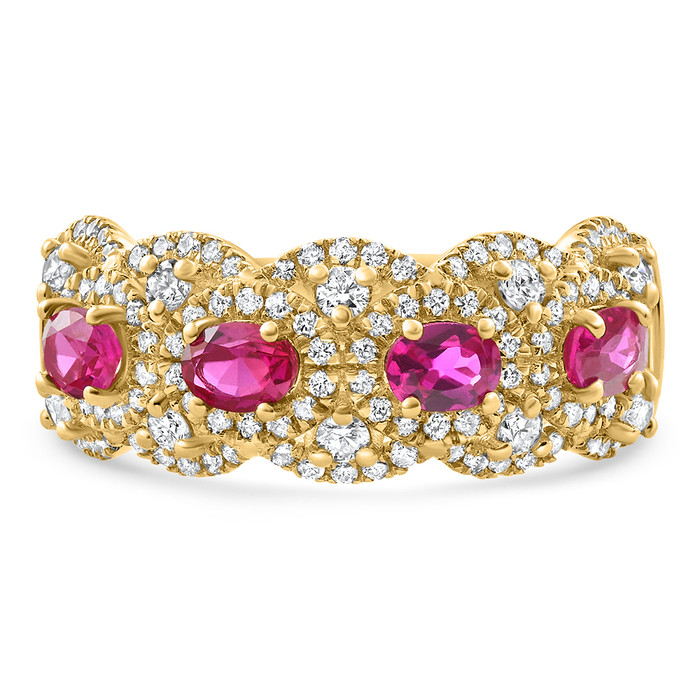 1.43Ct Ruby & Diamond Ring 10k Yellow Gold Lab Grown