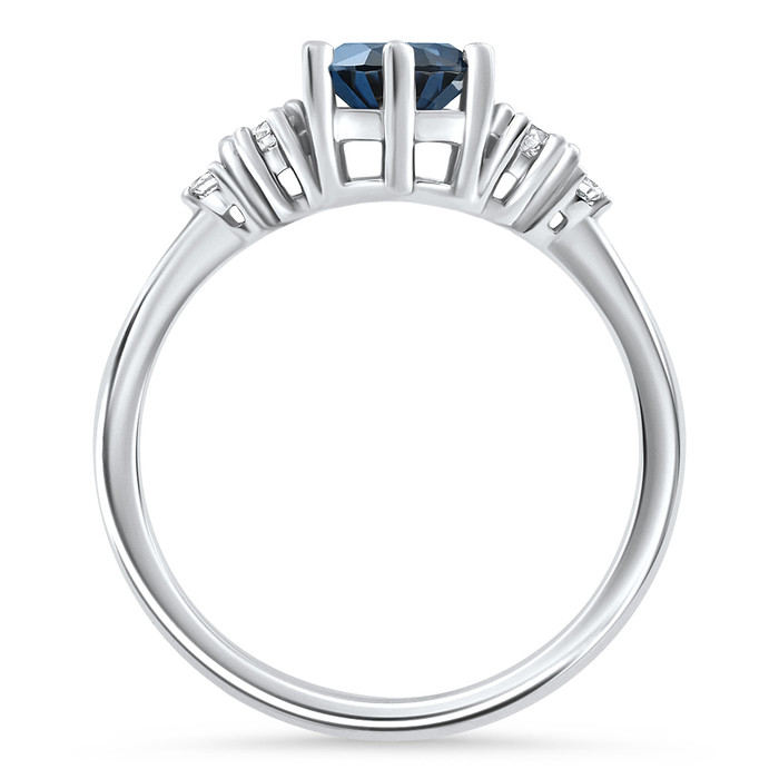 1Ct TW Blue Sapphire & Diamond Ring 14k White Gold Lab Grown 1Ct TW Blue Sapphire & Diamond Ring 14k White Gold Lab Grown