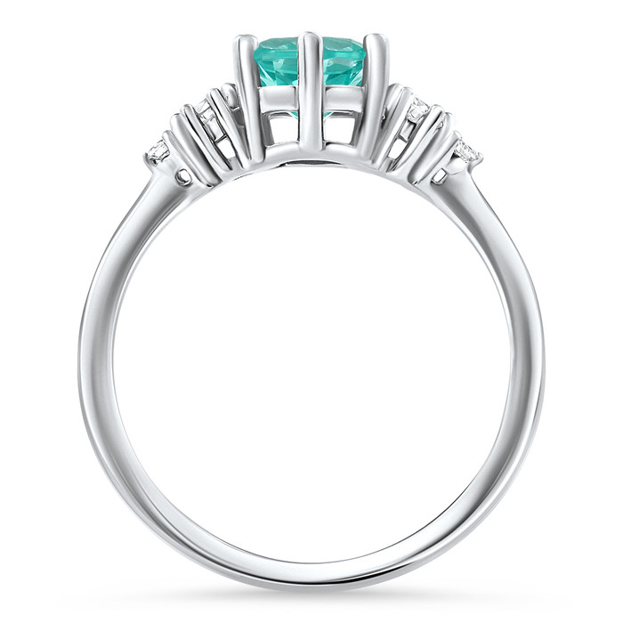 1Ct TW Paraiba & Diamond Ring 14k White Gold Lab Grown 1Ct TW Paraiba & Diamond Ring 14k White Gold Lab Grown