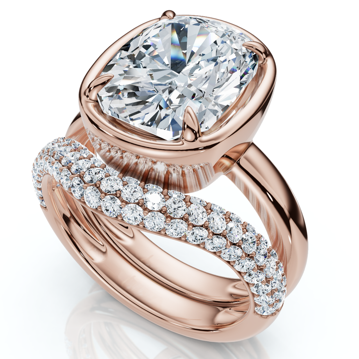 Certified 4 1/2Ct Cushion Pave Andrea Engagement Wedding Ring Set Gold Lab Grown