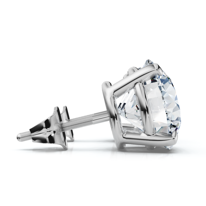 2Ct Total Weight Round Diamond Screw Back Studs 14k Gold Lab Grown