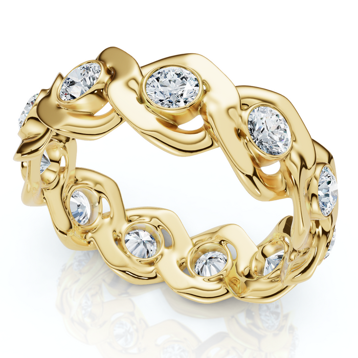 Men's Grant Diamond Flat Cuban Ring 14k Gold Lab Grown