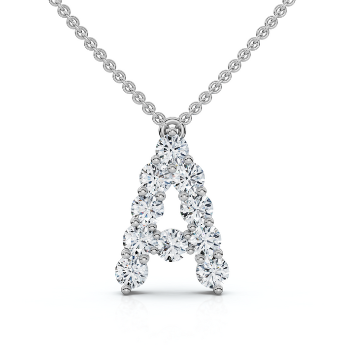 1Ct Diamond Initial "A" Pendant 14k Gold 18" Necklace Lab Grown 5/8" Tall 1Ct Diamond Initial "A" Pendant 14k Gold 18" Necklace Lab Grown 5/8" Tall