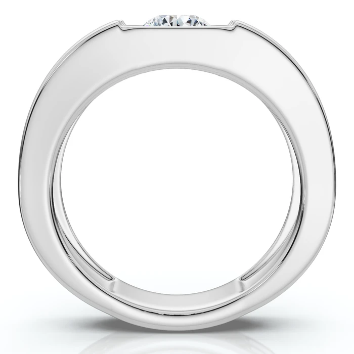 Men's 1/2Ct Round Bezel Diamond Solitaire Ring 14k Gold or Platinum Lab Grown