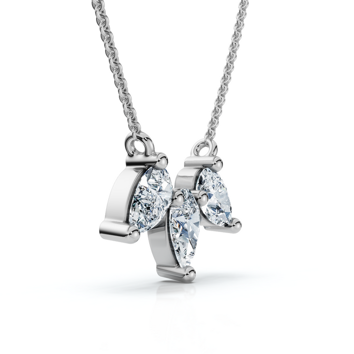 1/2Ct Trio Pear Shape Diamond 18" Necklace 14k Gold Pendant 1/2Ct Trio Pear Shape Diamond 18" Necklace 14k Gold Pendant