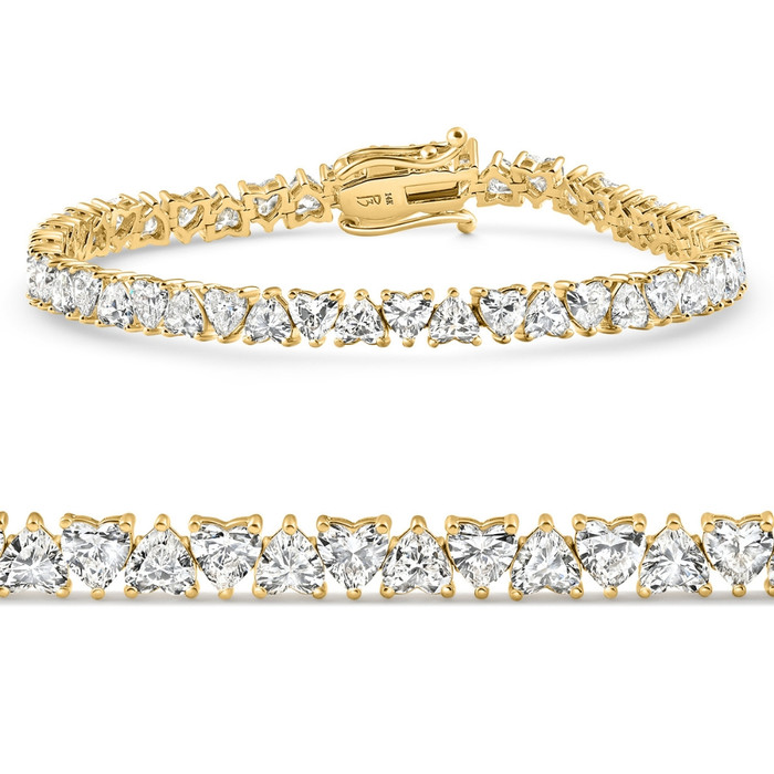 10.50Ct Heart Cut Diamond Tennis Bracelet 14k Yellow Gold 7" Lab Grown 10.50Ct Heart Cut Diamond Tennis Bracelet 14k Yellow Gold 7" Lab Grown