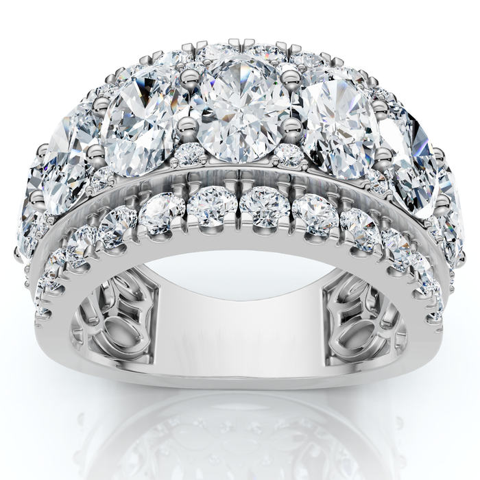 4 1/5Ct Oval Diamond Vivant Wide Anniversary Ring 14k Gold Lab Grown