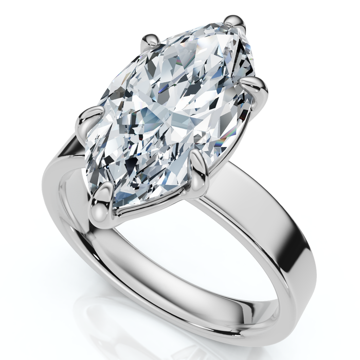Certified 2Ct Marquise Cut Flat Cigar Band Engagement Ring 14k Gold Lab Grown