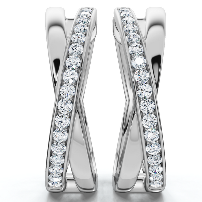 1/2Ct Diamond Hoops 1" Tall 10k Gold Lab Grown EF/VS