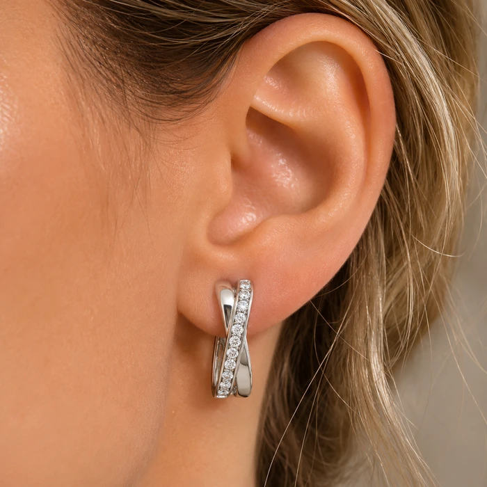 1/2Ct Diamond Hoops 1" Tall 10k Gold Lab Grown EF/VS