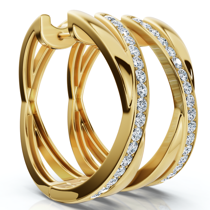 1/2Ct Diamond Hoops 1" Tall 10k Gold Lab Grown EF/VS 1/2Ct Diamond Hoops 1" Tall 10k Gold Lab Grown EF/VS