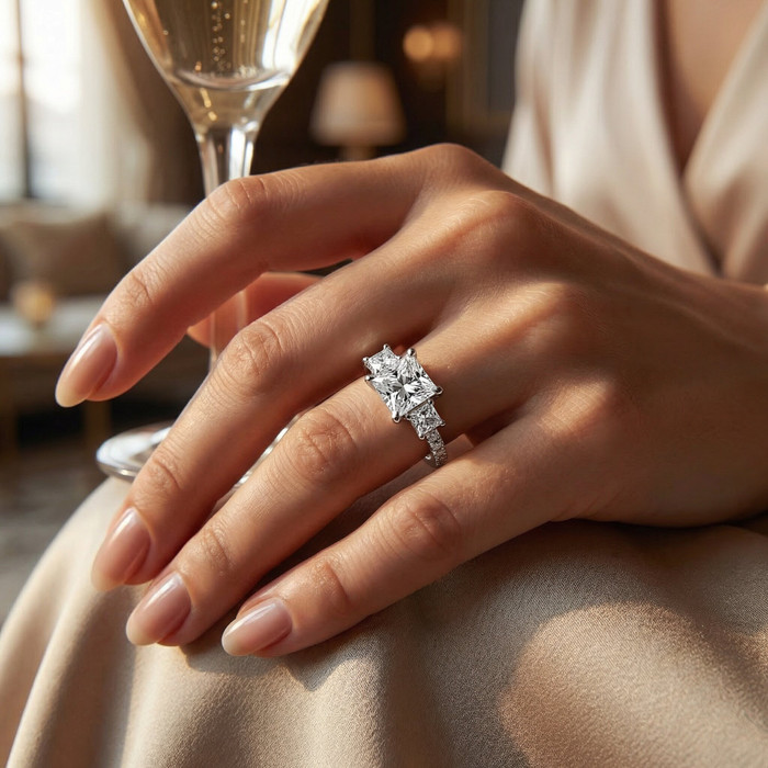 Certified 5Ct Michelle Princess Cut Diamond Engagement Ring 14k Gold Lab Grown