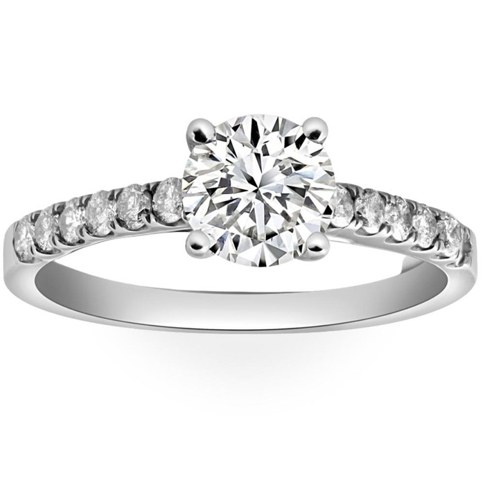 1 3/4Ct Round Cut Lab Grown Diamond Engagement Ring in 10k White Gold