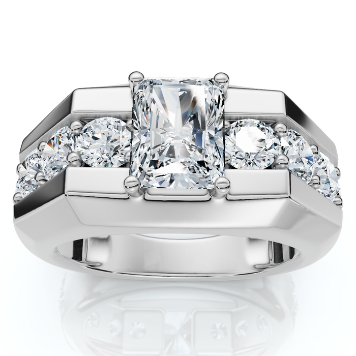 Certified 6 1/2Ct Men's Radiant Cut Diamond Ring 14k Gold Lab Grown FG/VS