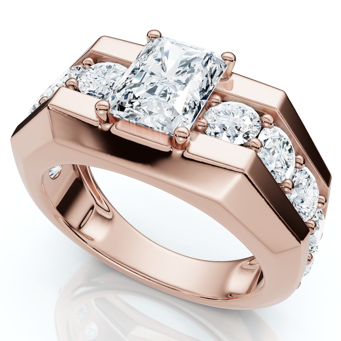 Certified 6 1/2Ct Men's Radiant Cut Diamond Ring 14k Gold Lab Grown FG/VS