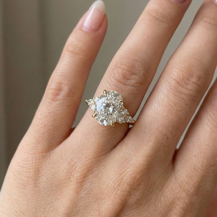 Certified 3 1/3Ct Versailles Oval Engagement Ring 14k Gold or Platinum Lab Grown