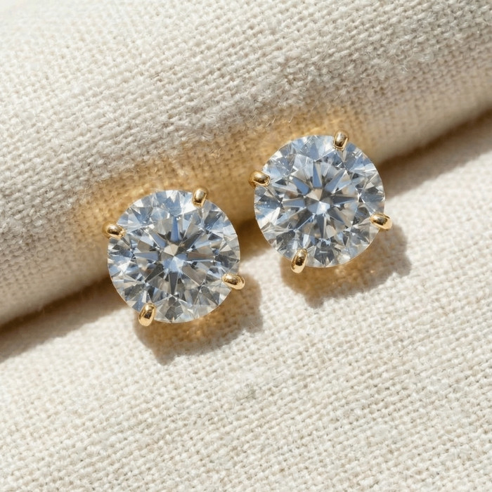 1.50ct Lab Grown Diamond Studs 14k Yellow Gold Screw Backs