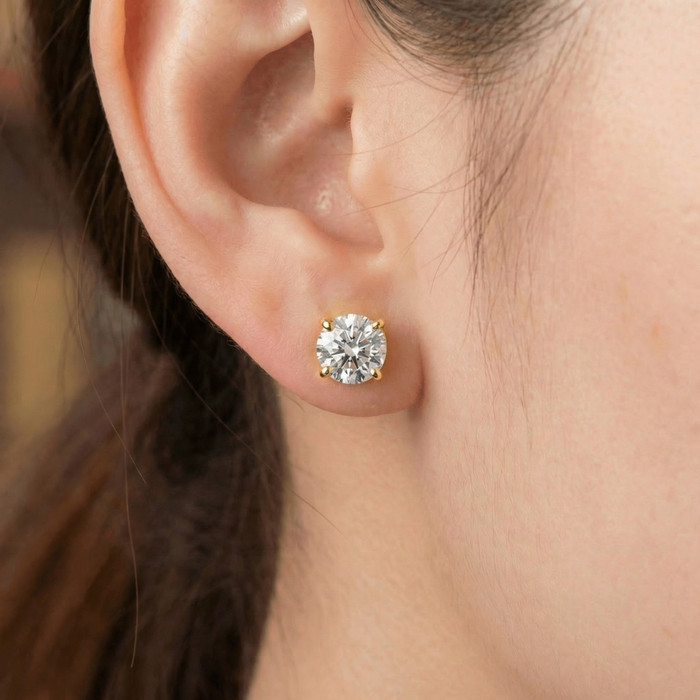 1.50ct Lab Grown Diamond Studs 14k Yellow Gold Screw Backs