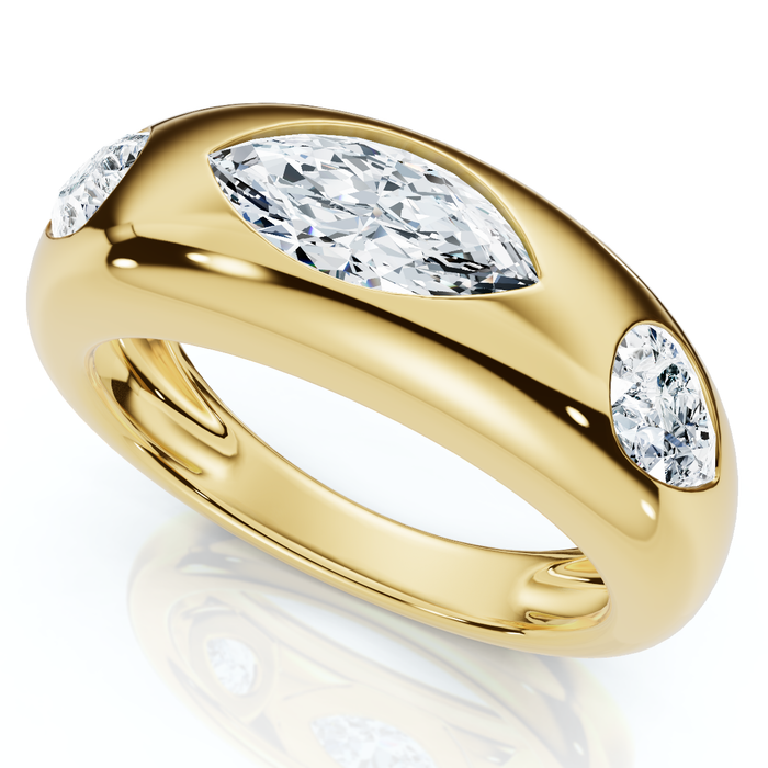 1 1/10Ct Sloan Flush Set Marquise Diamond Dome Band 14k Gold Lab Grown