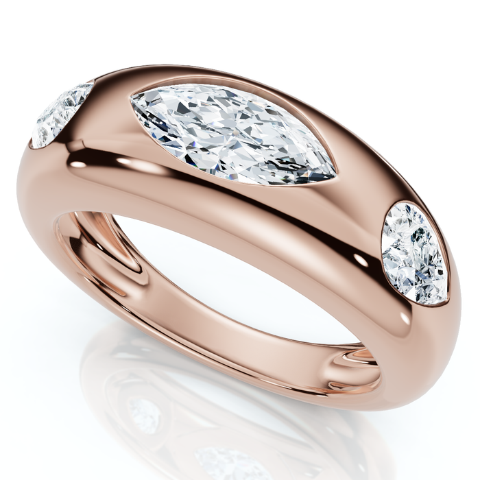 1 1/10Ct Sloan Flush Set Marquise Diamond Dome Band 14k Gold Lab Grown