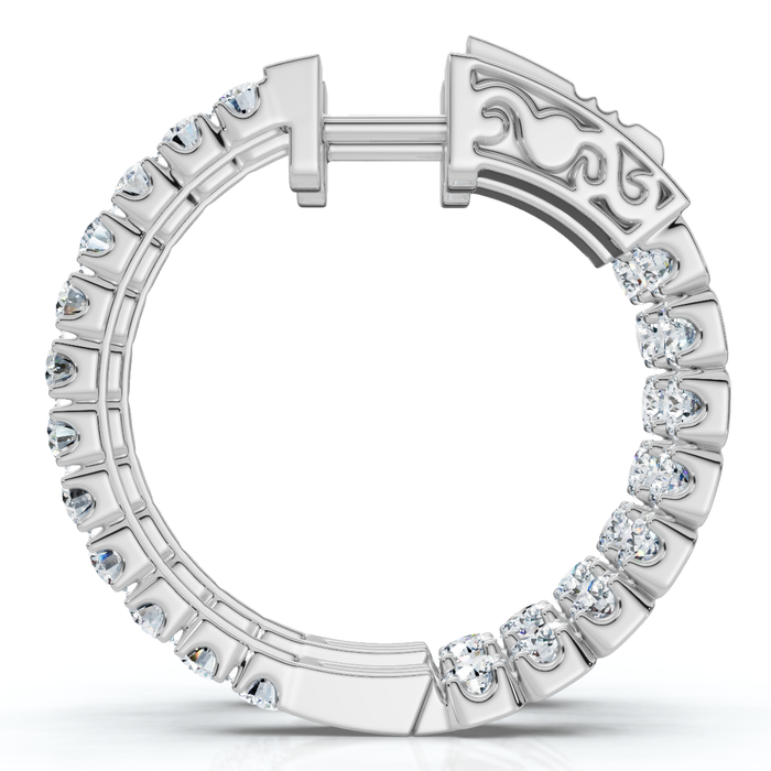 2Ct Diamond Inside Outside Hoops 14k Gold Lab Grown 1" Tall