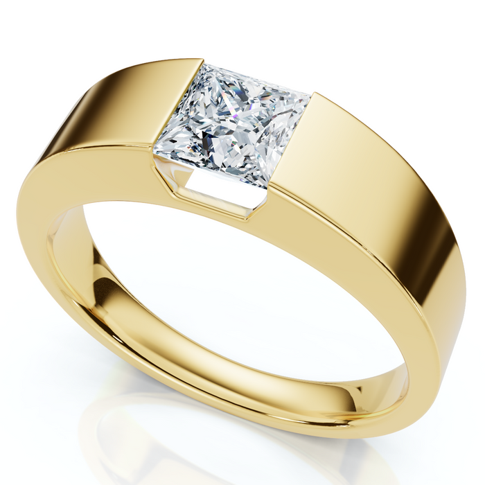 Men's 1Ct Princess Cut Diamond Wedding Anniversary Ring 14k Gold or Pt Lab Grown