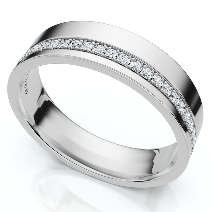 Men's Diamond Wedding Ring High Polished 14k Gold or Platinum Lab Grown