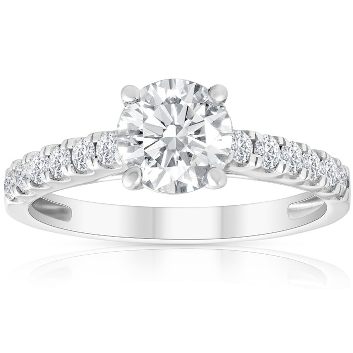 1 1/2 Ct Lab Grown Diamond Ring With Accents 14k White Gold 1 1/2 Ct Lab Grown Diamond Ring With Accents 14k White Gold