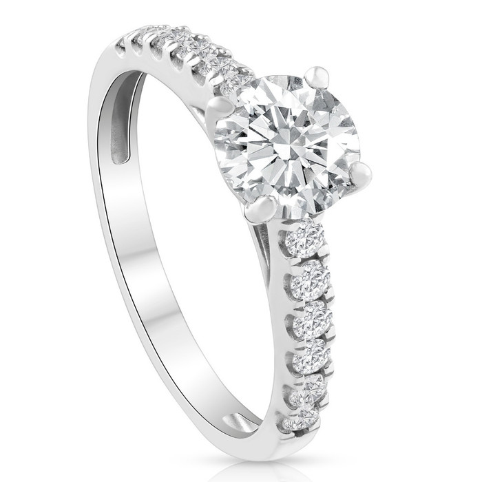 1 1/2 Ct Lab Grown Diamond Ring With Accents 14k White Gold 1 1/2 Ct Lab Grown Diamond Ring With Accents 14k White Gold