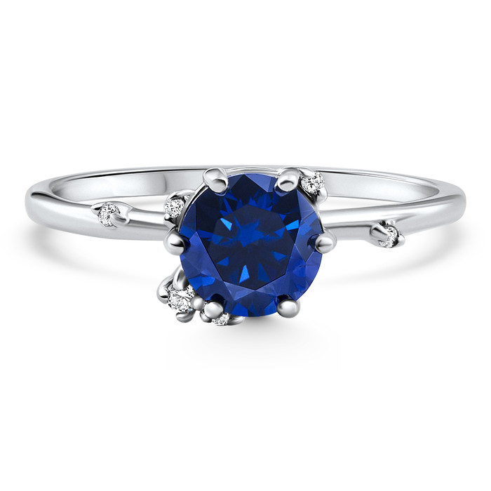 1Ct Blue Sapphire Diamond Lina Engagement Ring 14k Gold Lab Grown