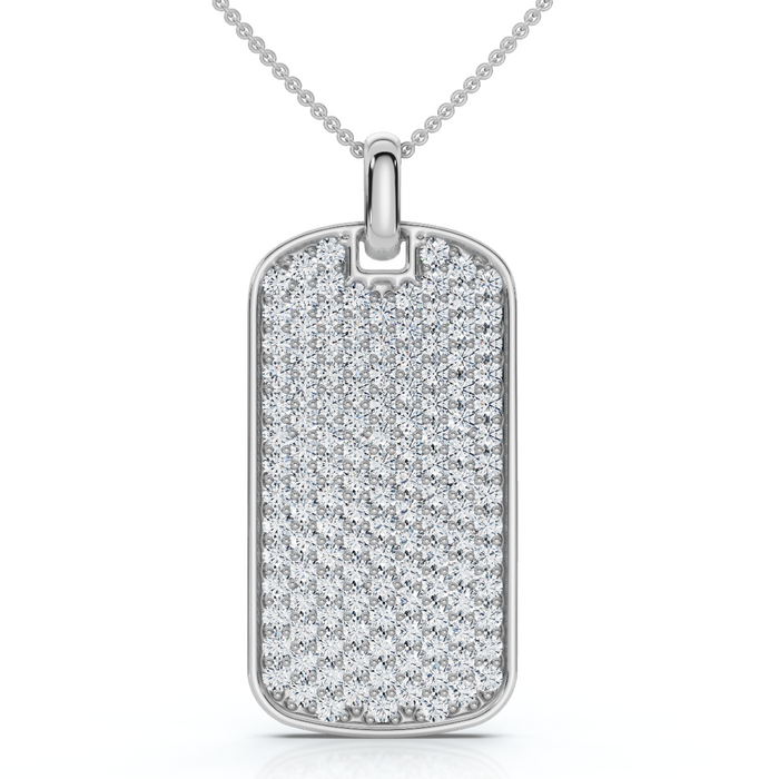 Men's 1ct Diamond Dog Tag Pendant 14k Gold Necklace Lab Grown 18" Chain