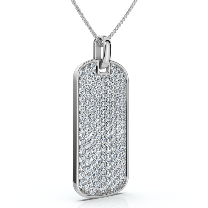 Men's 1ct Diamond Dog Tag Pendant 14k Gold Necklace Lab Grown 18" Chain