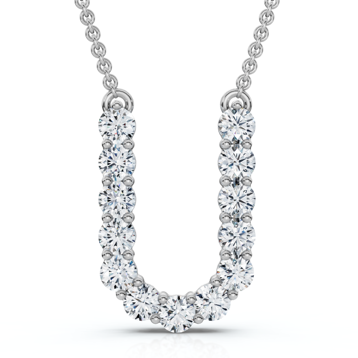 1Ct Diamond Initial "U" Pendant 14k Gold 18" Necklace Lab Grown 5/8" Tall