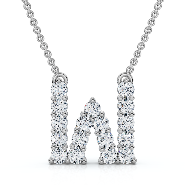 1Ct Diamond Initial "W" Pendant 14k Gold 18" Necklace Lab Grown 5/8" Tall