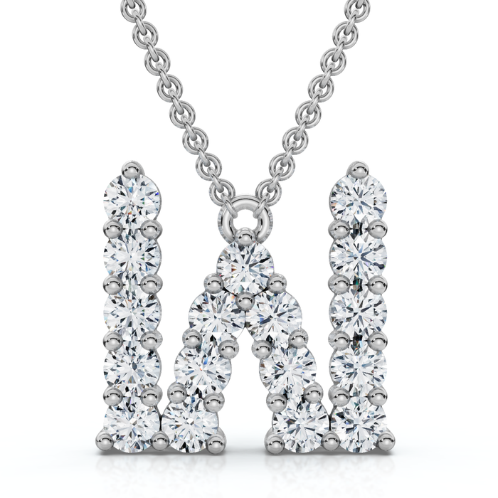 1Ct Diamond Initial "W" Pendant 14k Gold 18" Necklace Lab Grown 5/8" Tall