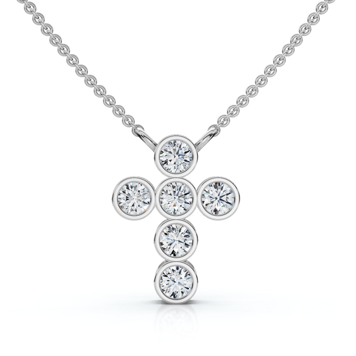 1/5Ct Diamond Cross Small Pendant Lab Grown 18" Necklace EF/VS