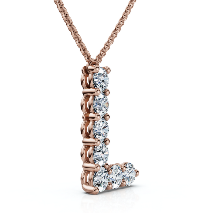 1Ct Diamond Initial "L" Pendant 14k Gold 18" Necklace Lab Grown 5/8" Tall