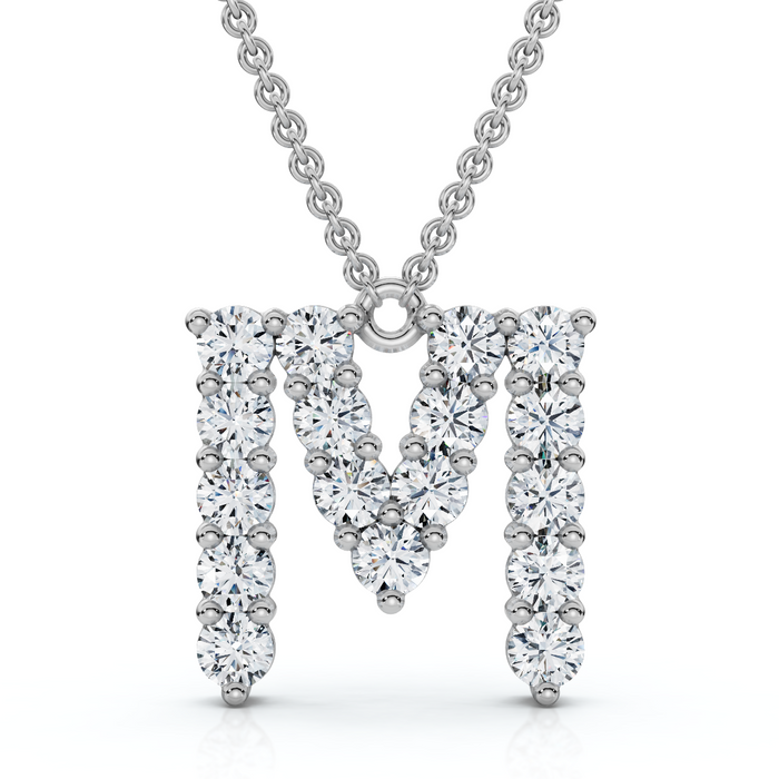 1Ct Diamond Initial "M" Pendant 14k Gold 18" Necklace Lab Grown 5/8" Tall