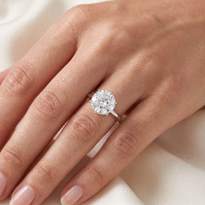 Platinum 3Ct Certified Diamond Solitaire Engagement Ring Lab Grown