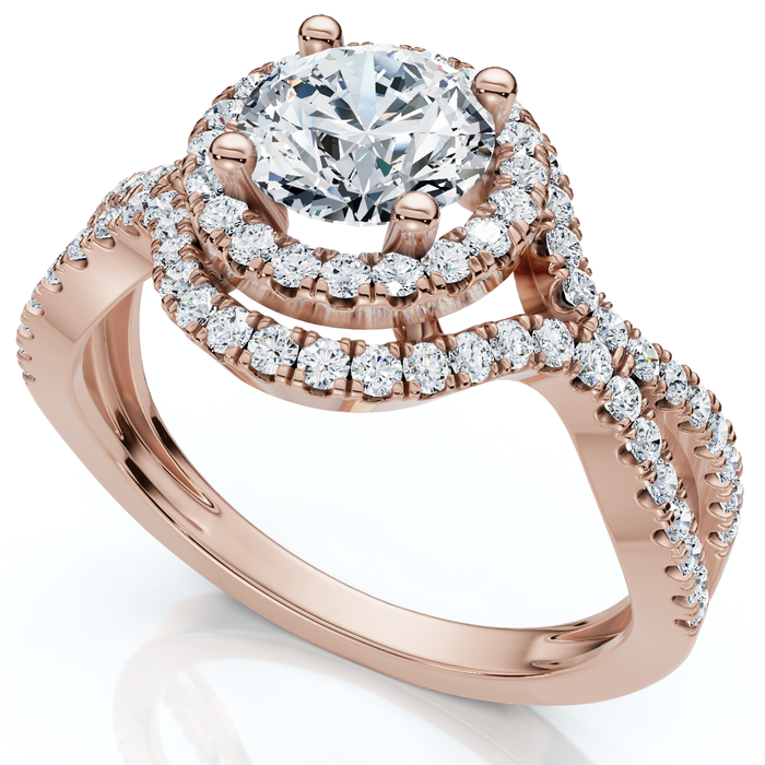 1 1/10Ct Lina Diamond Halo Engagement Ring 14k Gold or Platinum Lab Grown