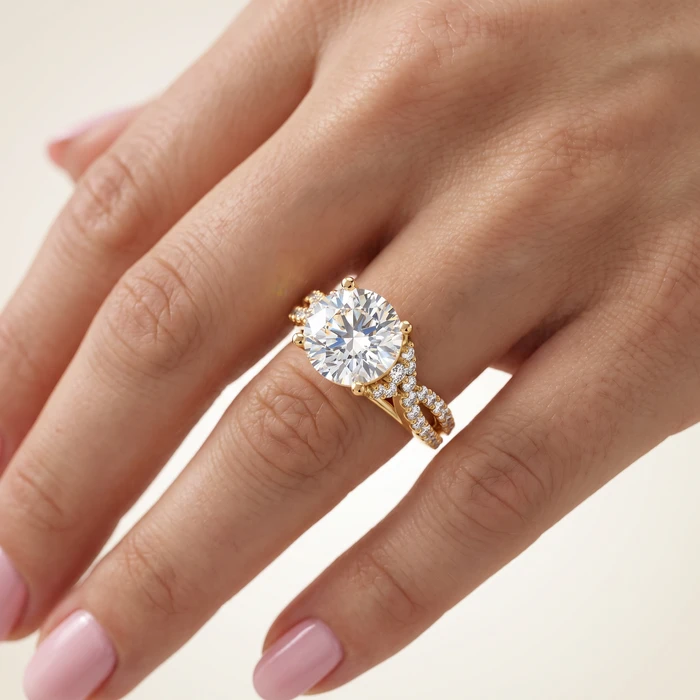 Certified 2 1/2ct Diamond Crossover Engagement Ring 14K Gold of Pt Lab Grown