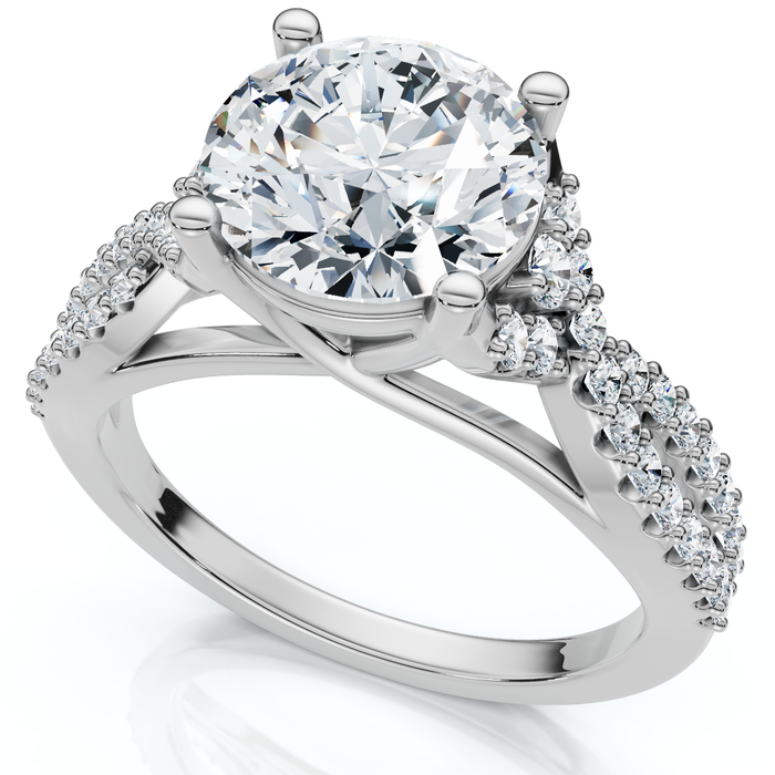Certified 2 1/2ct Diamond Crossover Engagement Ring 14K Gold of Pt Lab Grown