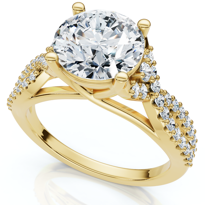 Certified 2 1/2ct Diamond Crossover Engagement Ring 14K Gold of Pt Lab Grown