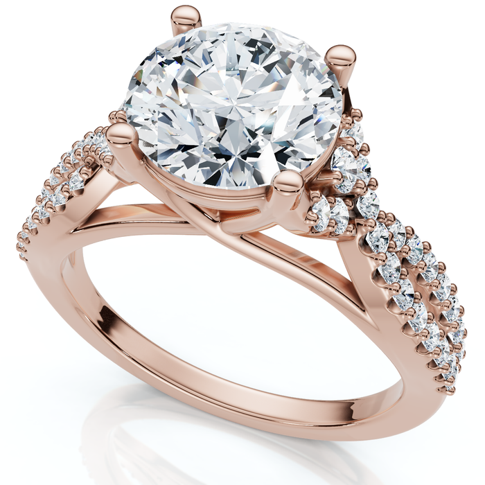 Certified 2 1/2ct Diamond Crossover Engagement Ring 14K Gold of Pt Lab Grown