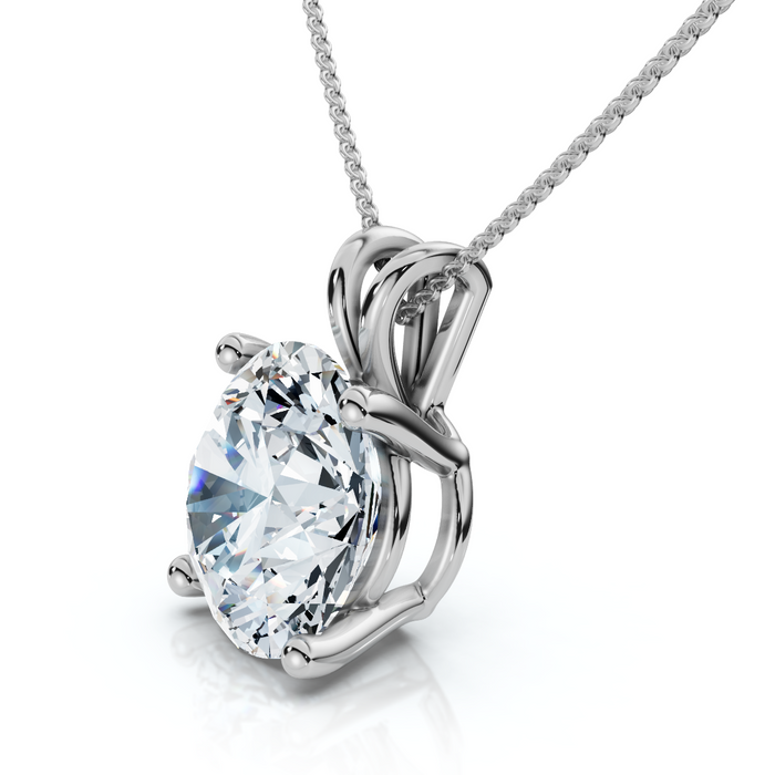 Certified 3Ct Solitaire Round Diamond Pendant 14k Gold Necklace Lab Grown 18"