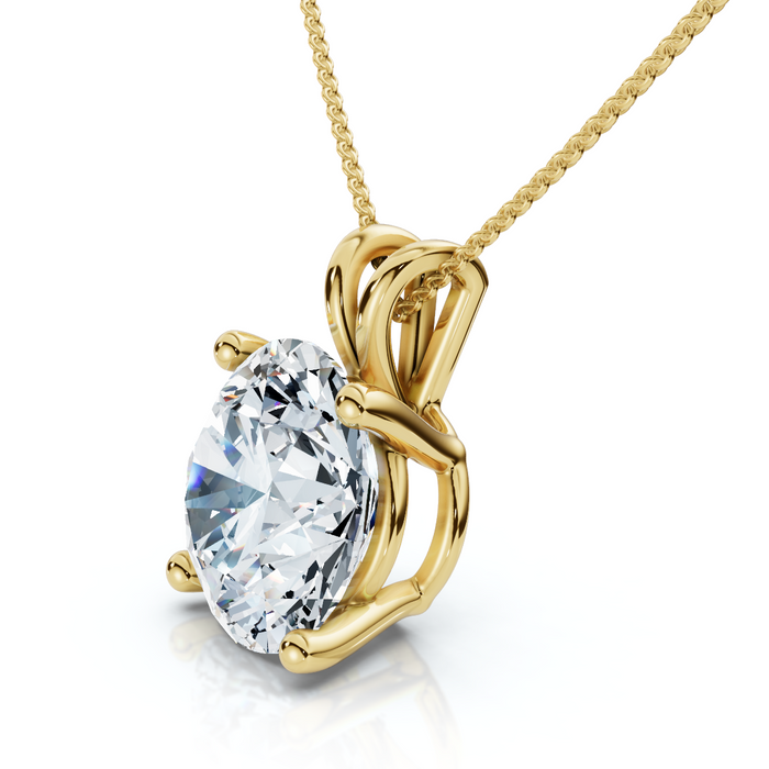 Certified 3Ct Solitaire Round Diamond Pendant 14k Gold Necklace Lab Grown 18"
