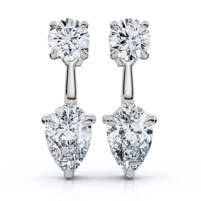 3Ct Diamond Studs & Earring Jackets 14k Gold Pear Shape Lab Grown