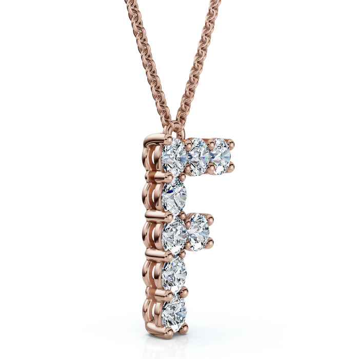 1Ct Diamond Initial "F" Pendant 14k Gold 18" Necklace Lab Grown 5/8" Tall