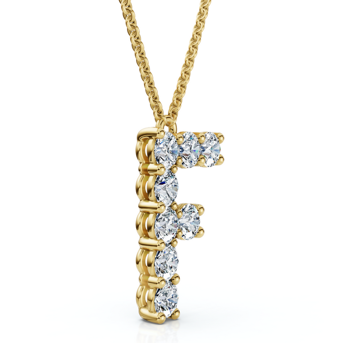 1Ct Diamond Initial "F" Pendant 14k Gold 18" Necklace Lab Grown 5/8" Tall
