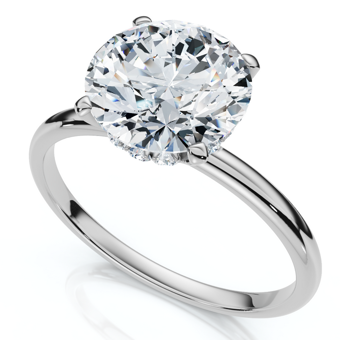 Certified 1Ct Hidden Halo Diamond Engagement Ring 14k Gold Lab Grown